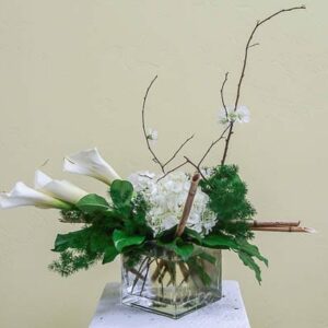 calla lilies and hydrangeas
