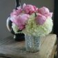 peonies and hydrangeas in a vase