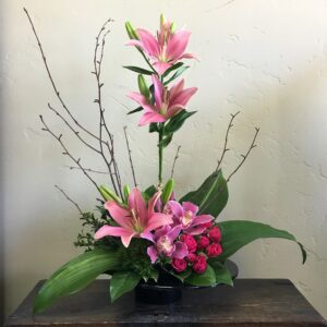 roses, lilies and orchids