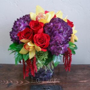 colorful flowers in a vase