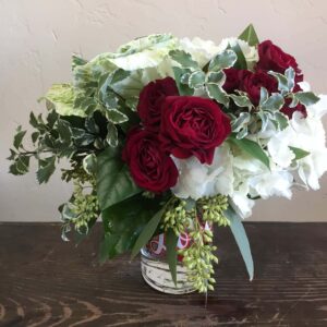 white and red roses