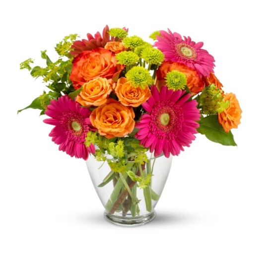 bright carnations and daisies in a vase