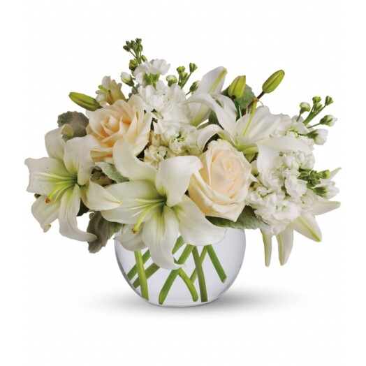 White flowers in a bowl vase