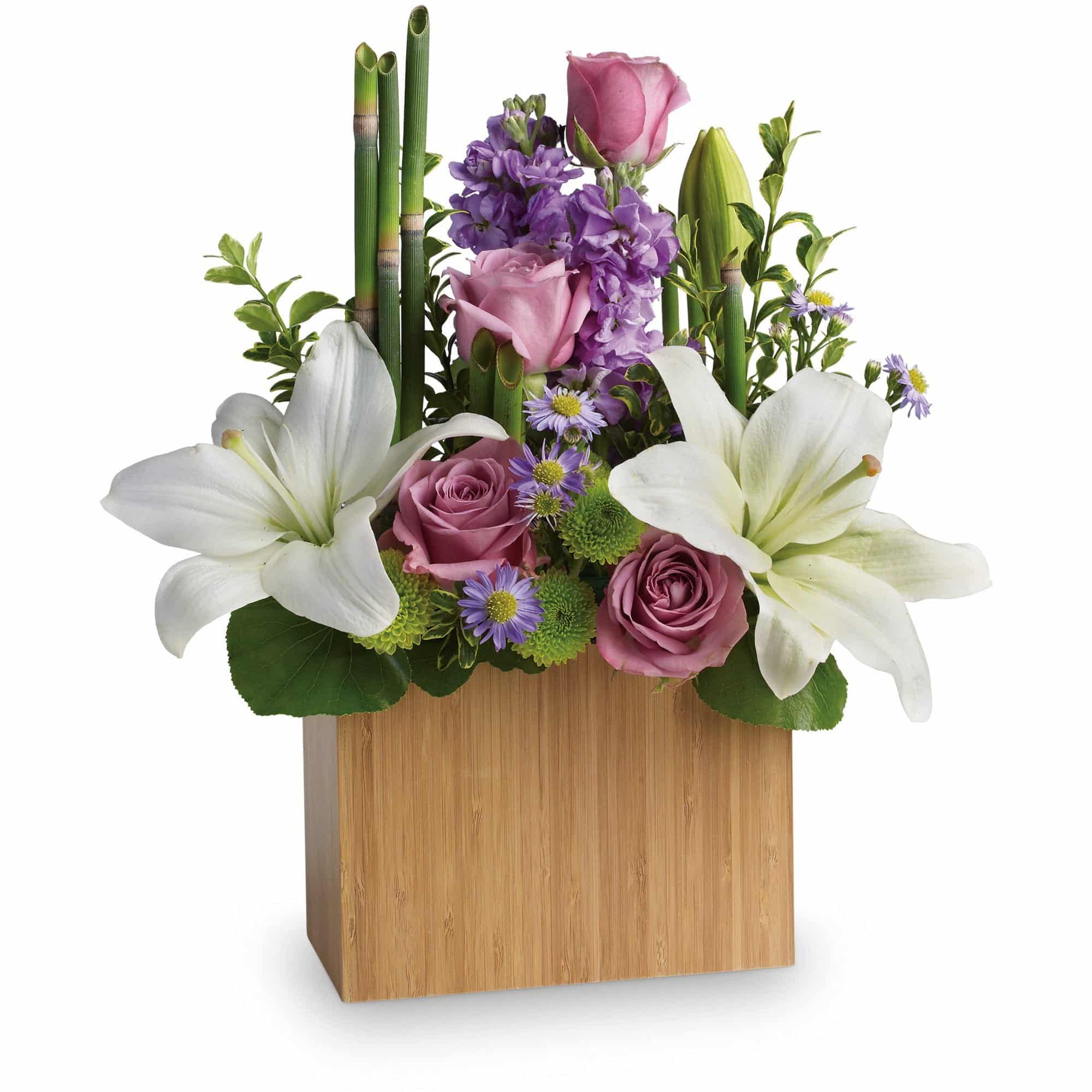lavender roses with wondrous white lilies