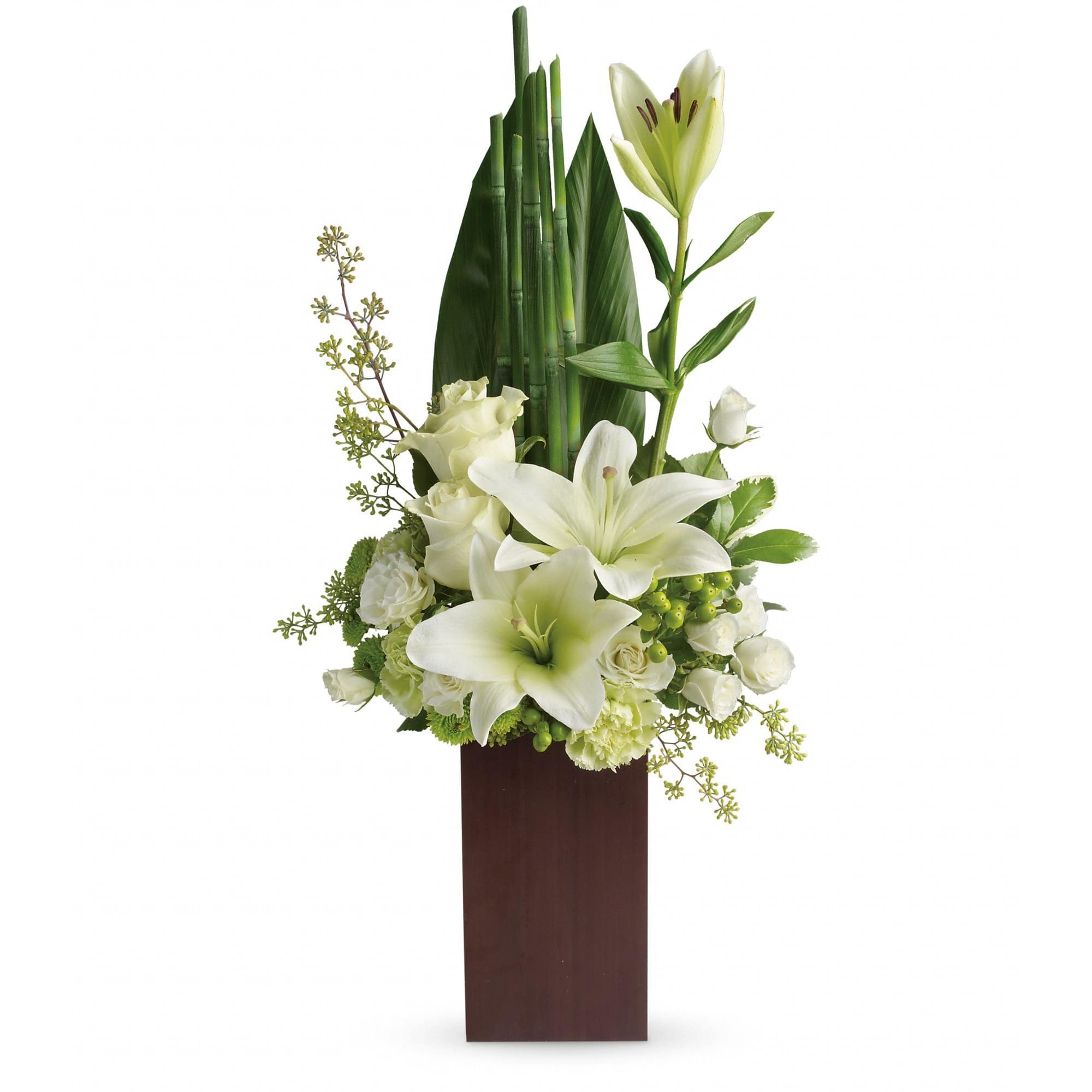 white blooms and fresh tropical greens