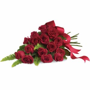 Sixteen classic red roses, hand-tied