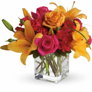 Asiatic Lilies and carnations in vase