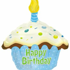 Blue cupcake helium balloon