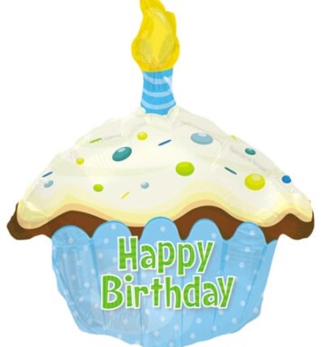 Blue cupcake helium balloon