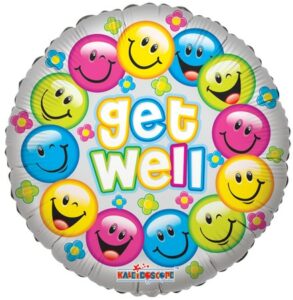 Round smiley face get well balloon