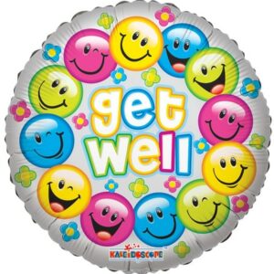 Round smiley face get well balloon