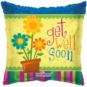 get well soon flower pot helium balloon