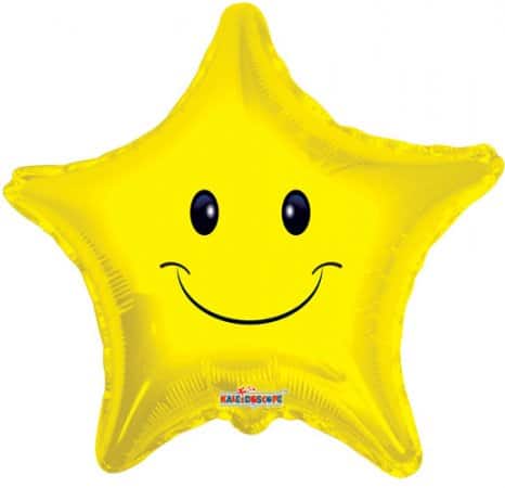 Smiley face star helium balloon
